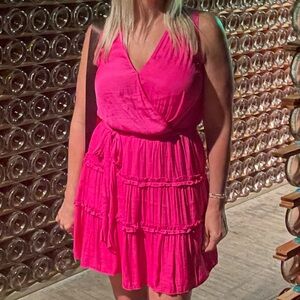 NWT (Flawed) Naked Zebra Vibrant Pink Sleeveless Dress | L